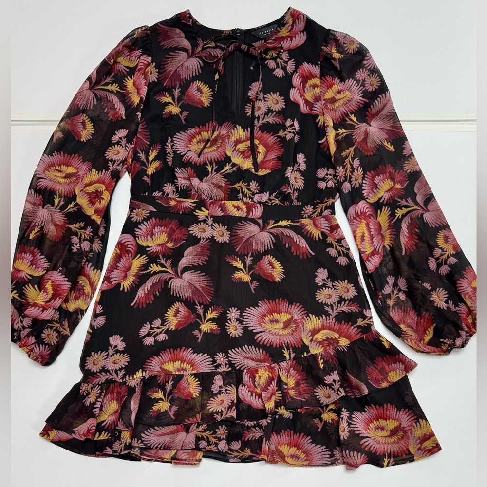 Ted Baker Brown and Pink Floral Dress